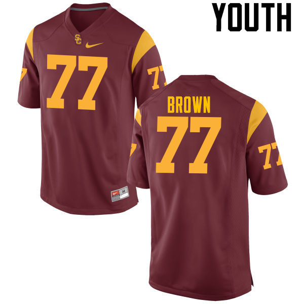 Youth #77 Chris Brown USC Trojans College Football Jerseys-Cardinal